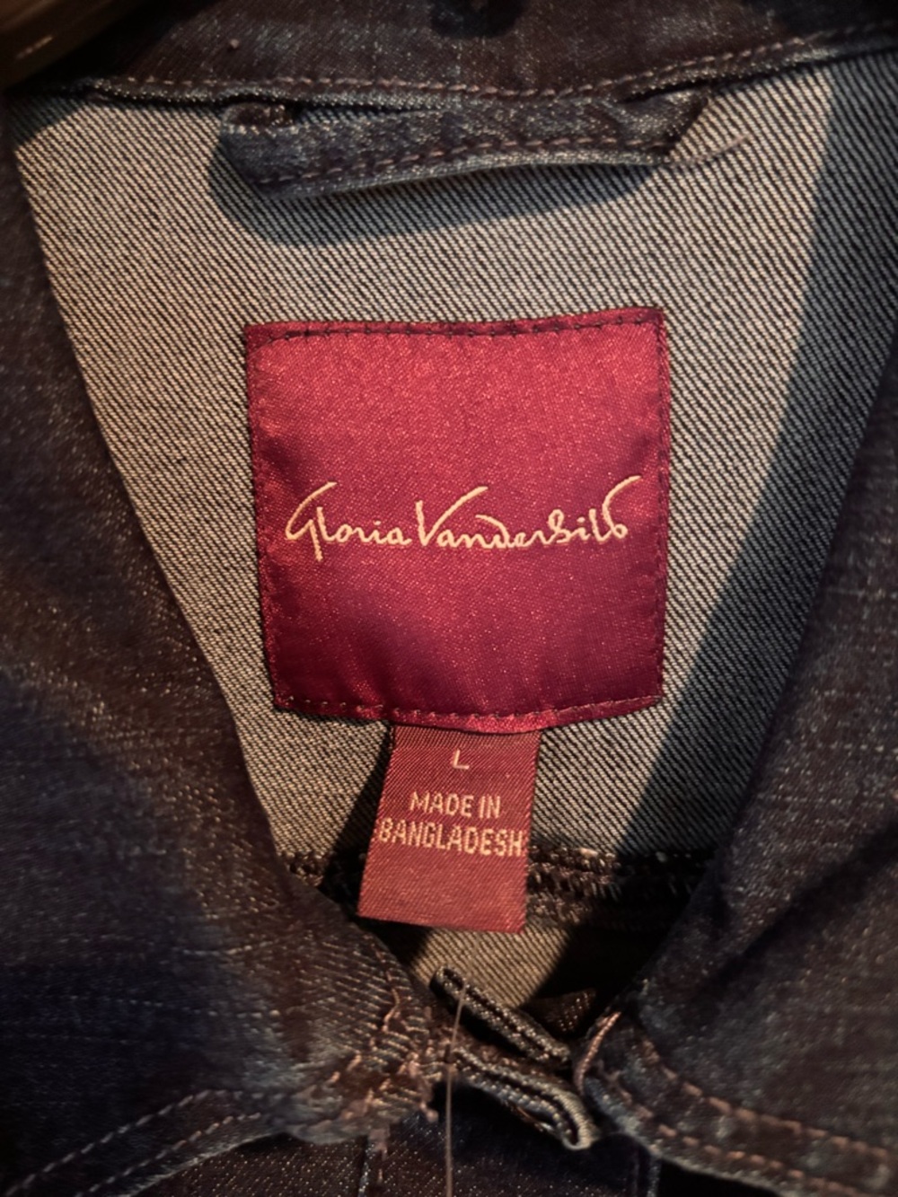 Gloria Vanderbilt Amanda Denim Jacket Dark Wash L NWT Classic Stretch - Picture 3 of 12